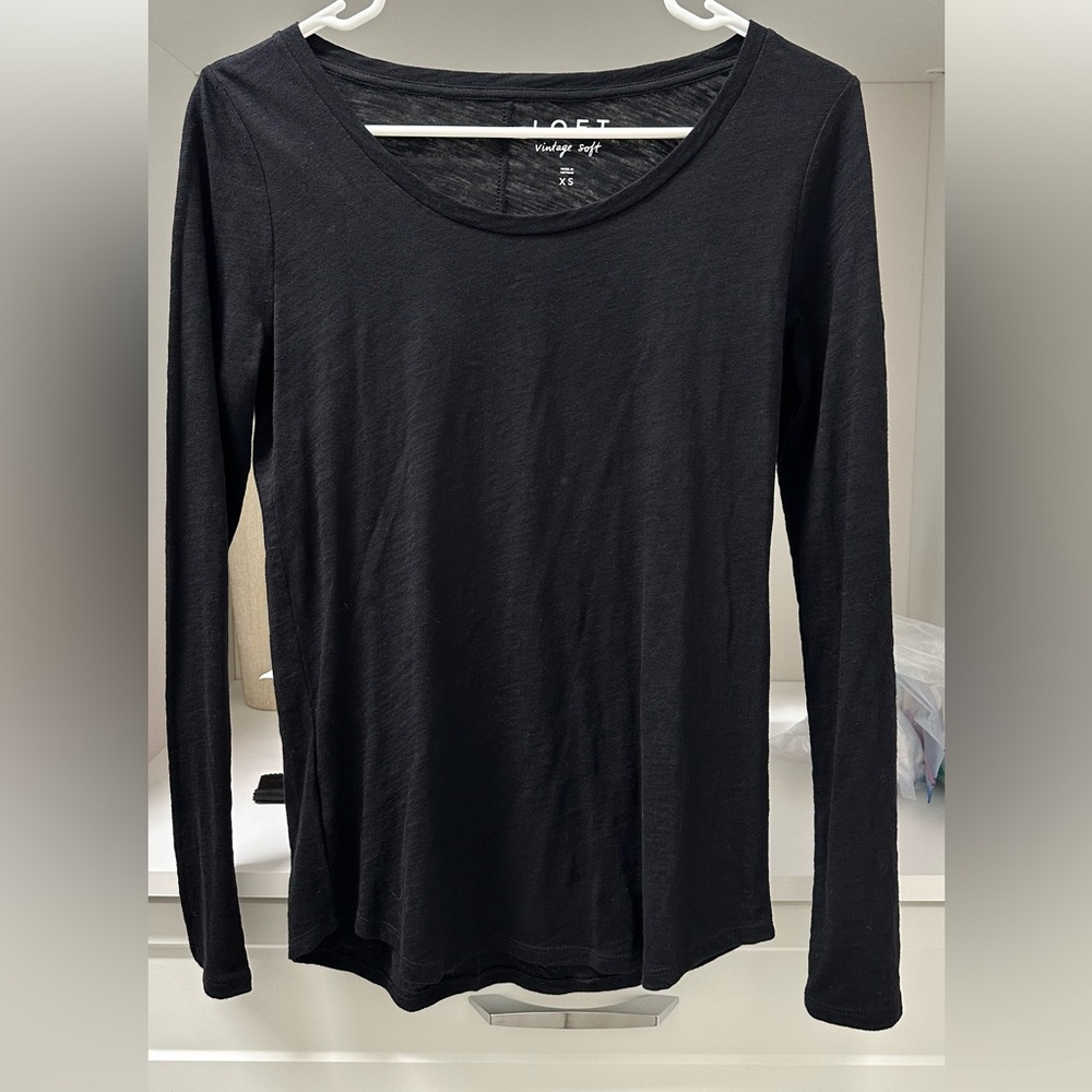 LOFT Classic Black Long Sleeve Tee
